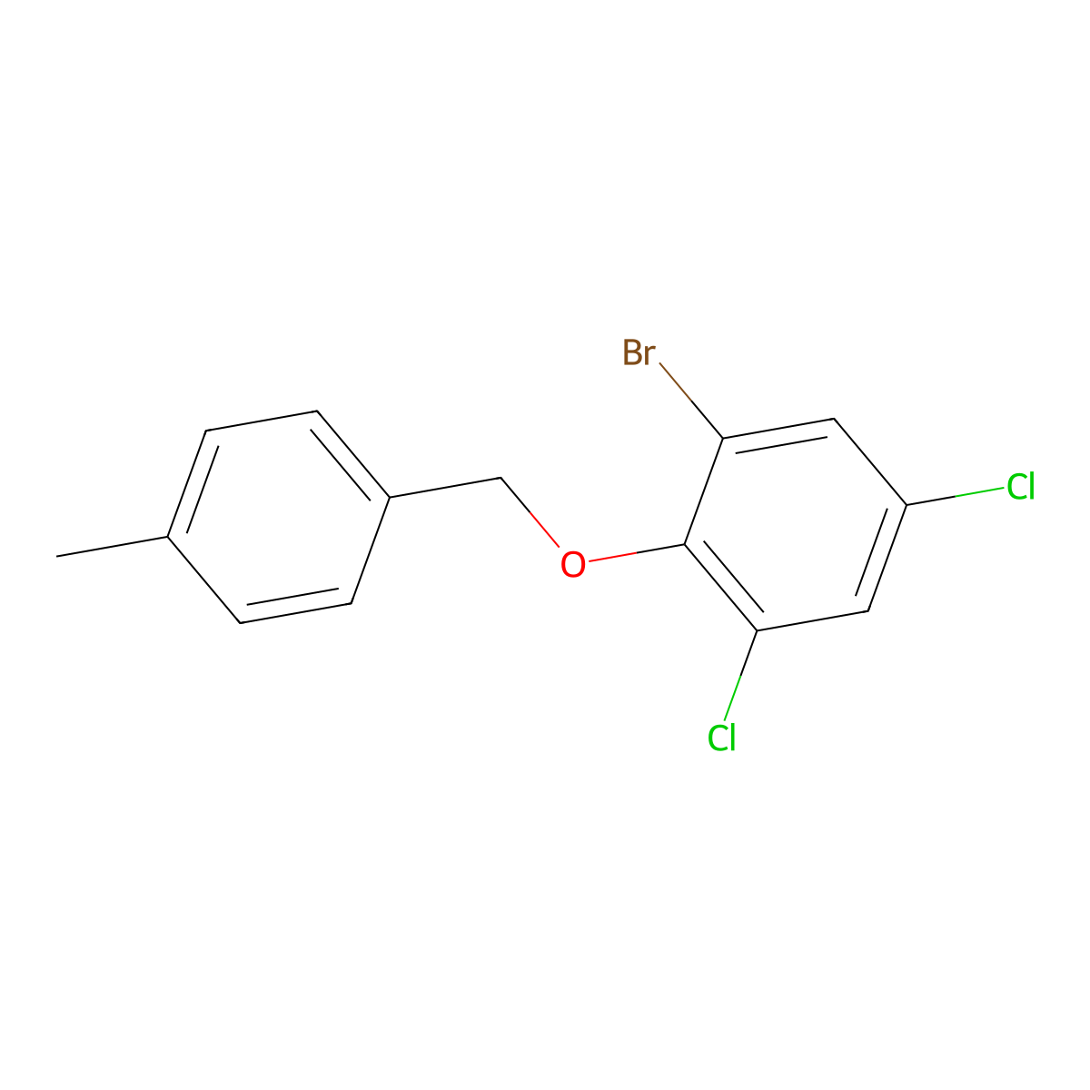 1-Bromo-3,5-dichloro-2-((4-methylbenzyl)oxy)benzene molecular structure, CAS 2969404-84-8