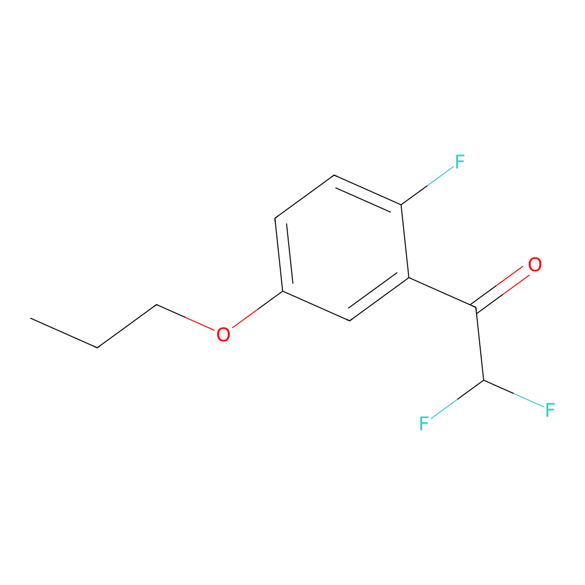 2,2-Difluoro-1-(2-fluoro-5-propoxyphenyl)ethanone molecular structure, CAS 2969405-01-2