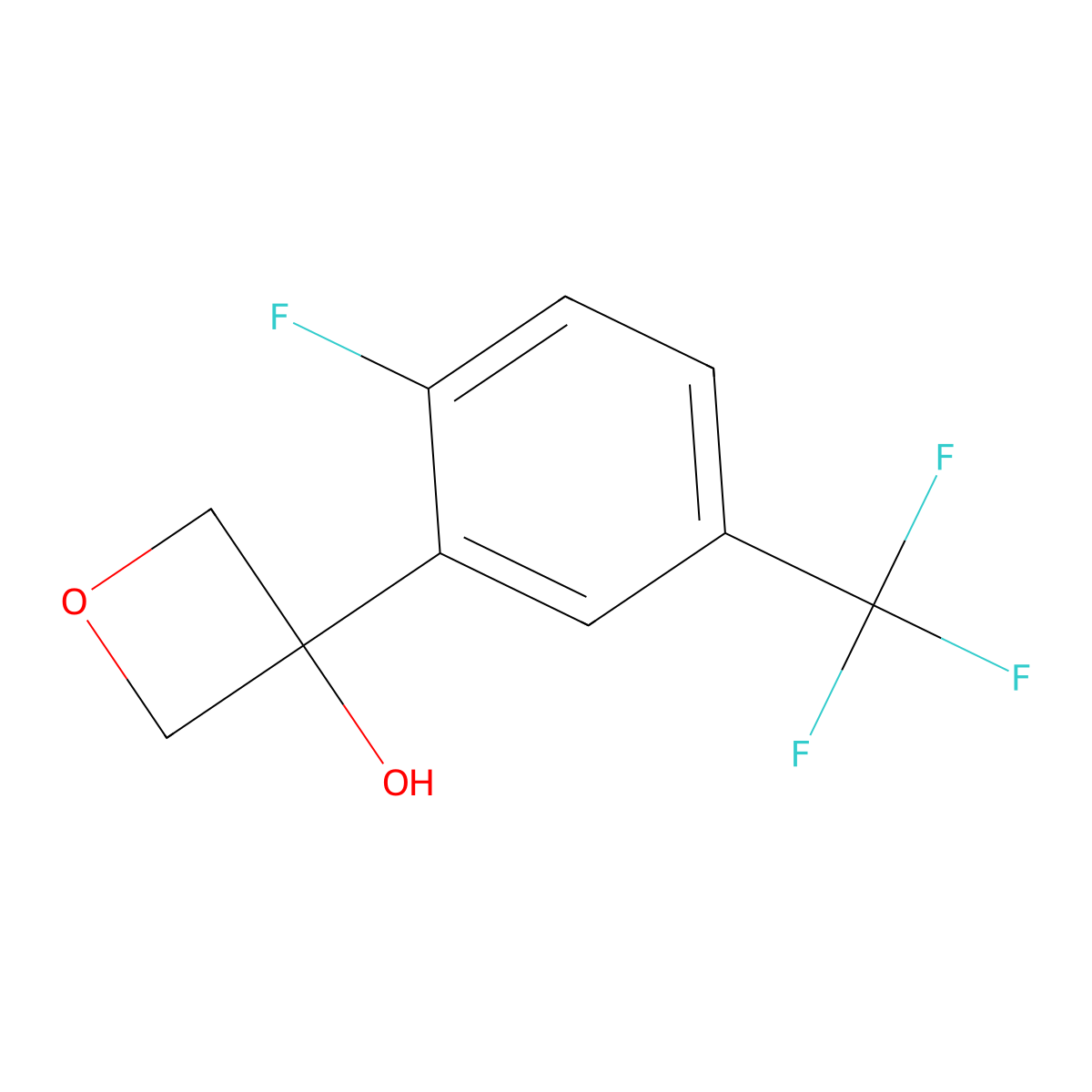 3-(2-Fluoro-5-(trifluoromethyl)phenyl)oxetan-3-ol molecular structure, CAS 2969405-08-9