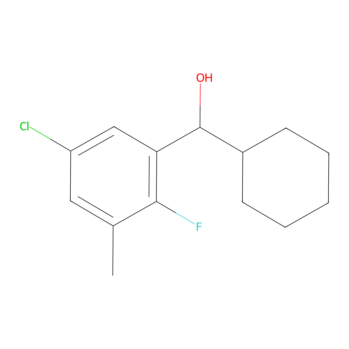 (5-Chloro-2-fluoro-3-methylphenyl)(cyclohexyl)methanol molecular structure, CAS 2969407-35-8