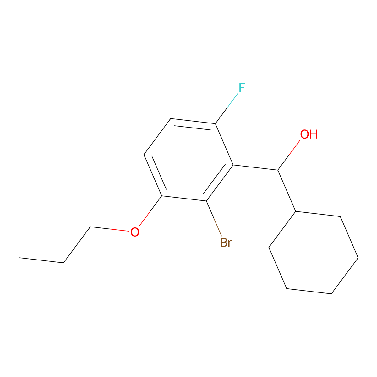 (2-Bromo-6-fluoro-3-propoxyphenyl)(cyclohexyl)methanol molecular structure, CAS 2969407-70-1