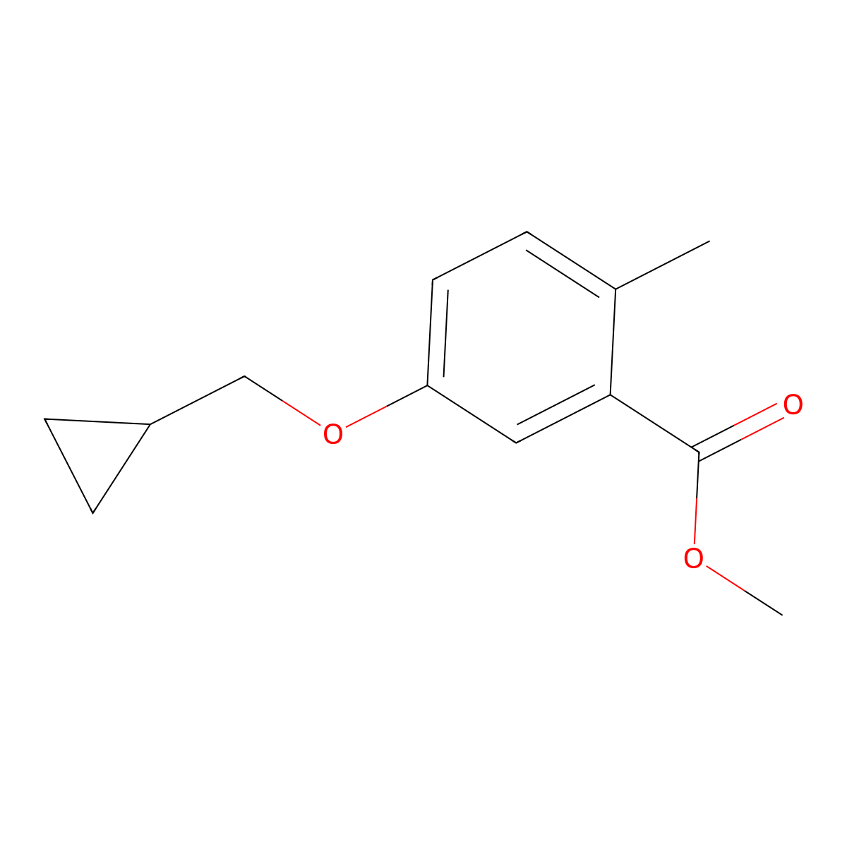 Methyl 5-(cyclopropylmethoxy)-2-methylbenZoate molecular structure, CAS 2969408-76-0