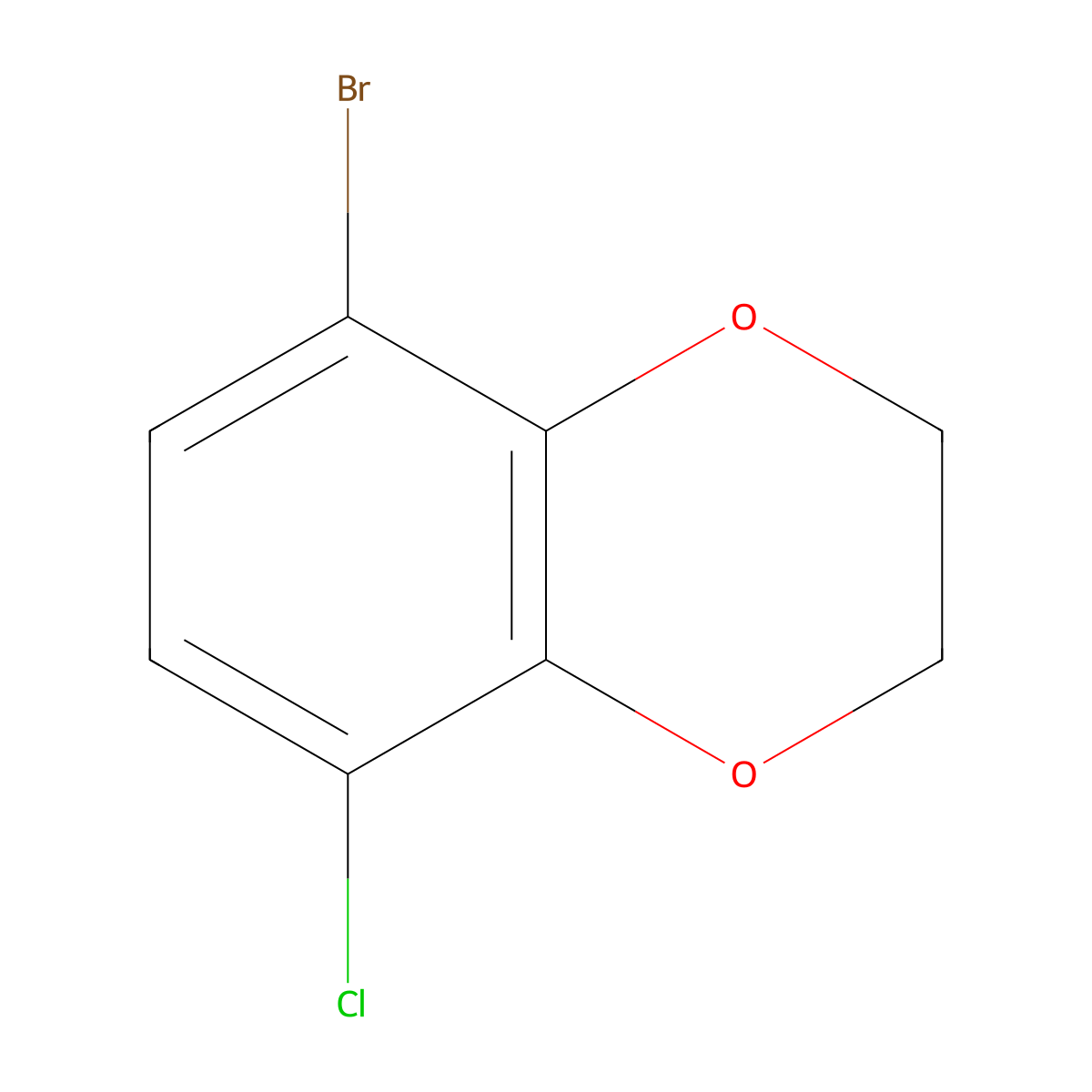5-Bromo-8-chloro-2,3-dihydrobenzo[b][1,4]dioxine molecular structure, CAS 2969410-54-4