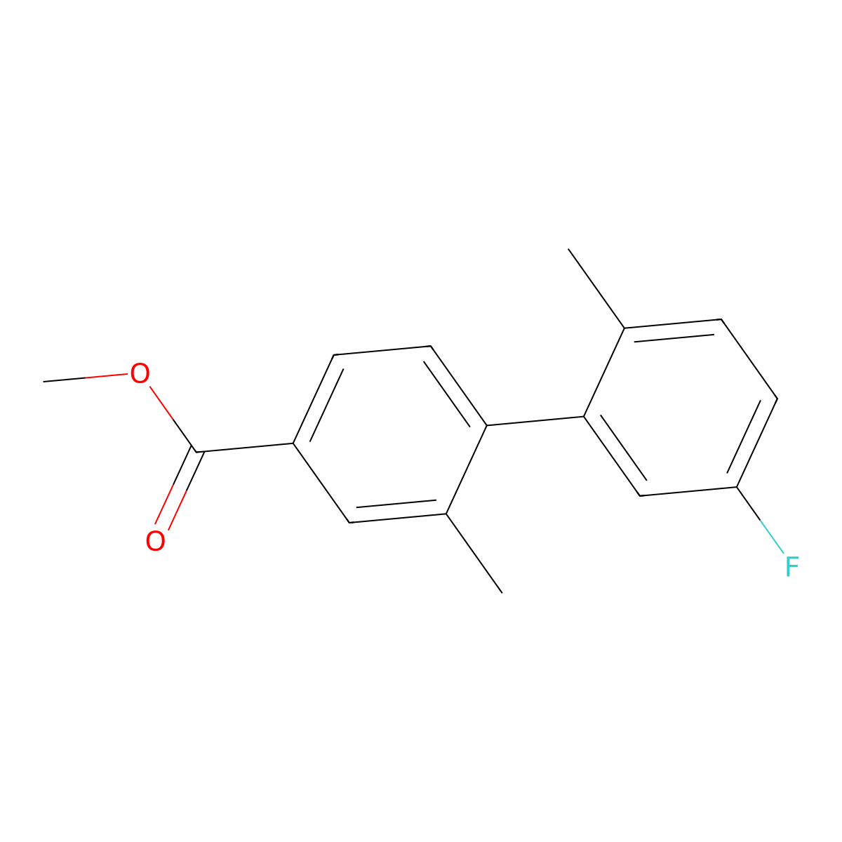 Methyl 5'-fluoro-2,2'-dimethyl-[1,1'-biphenyl]-4-carboxylate molecular structure, CAS 2969411-23-0