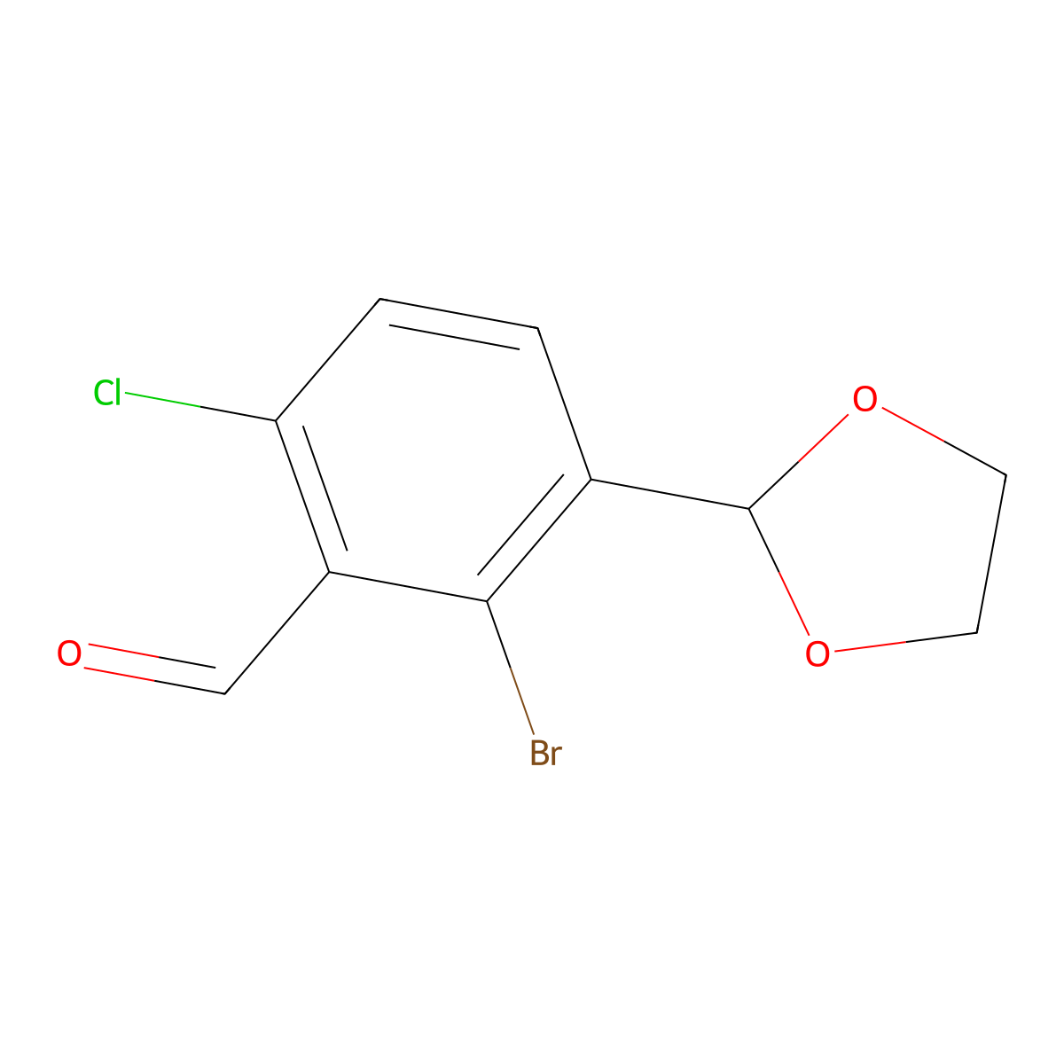 2-Bromo-6-chloro-3-(1,3-dioxolan-2-yl)benZaldehyde molecular structure, CAS 2969411-92-3
