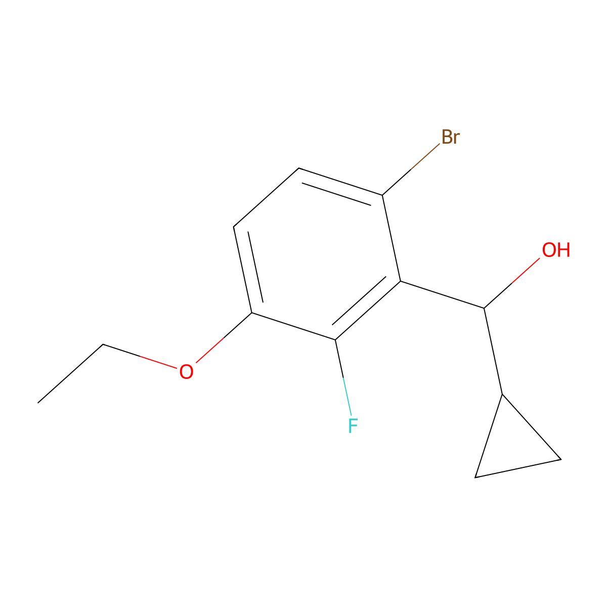 (6-Bromo-3-ethoxy-2-fluorophenyl)(cyclopropyl)methanol molecular structure, CAS 2969413-58-7