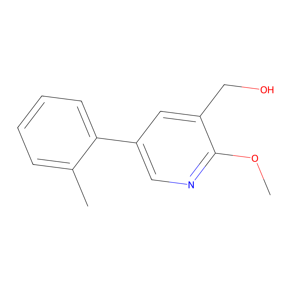 (2-Methoxy-5-(o-tolyl)pyridin-3-yl)methanol molecular structure, CAS 2969415-55-0