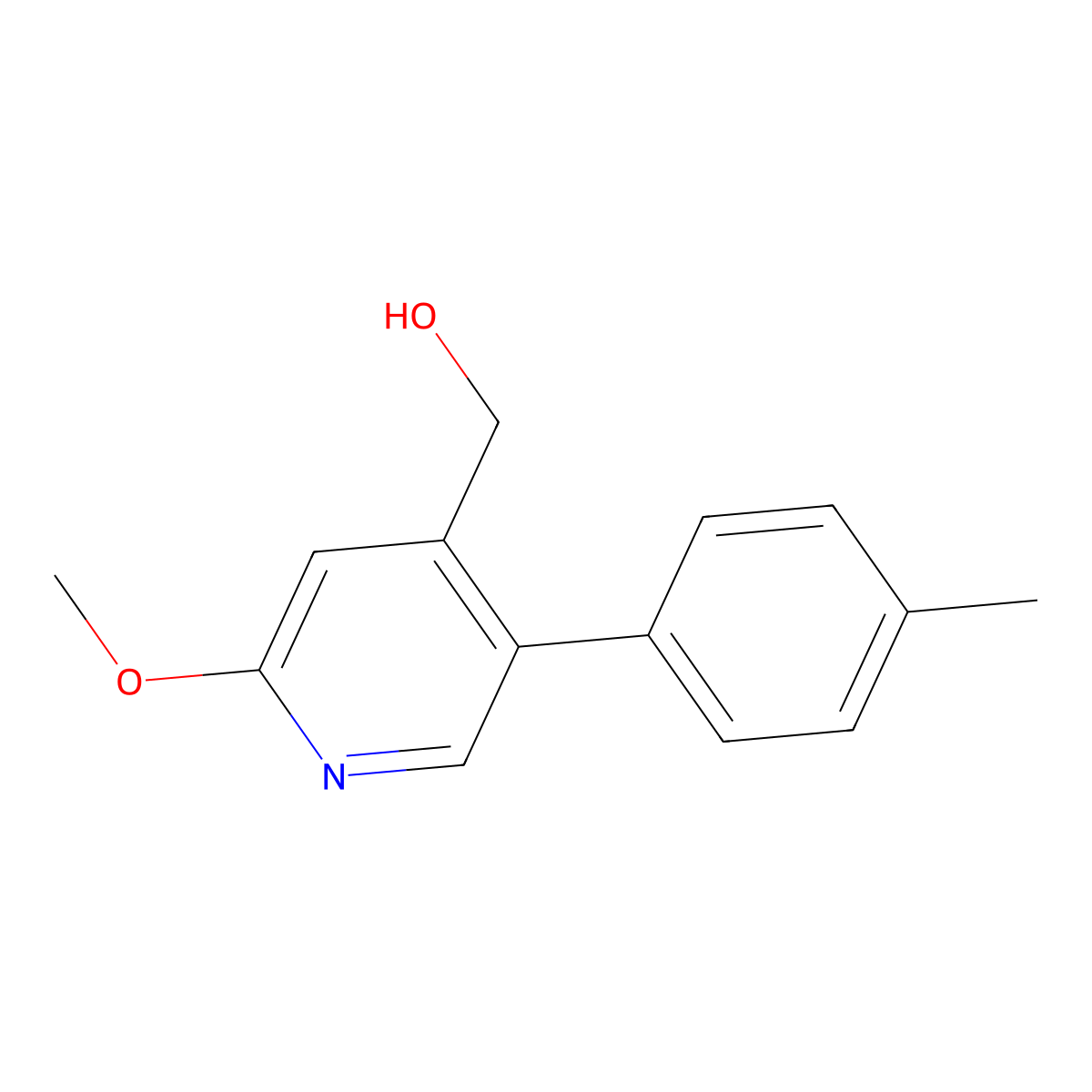 (2-Methoxy-5-(p-tolyl)pyridin-4-yl)methanol molecular structure, CAS 2969421-19-8