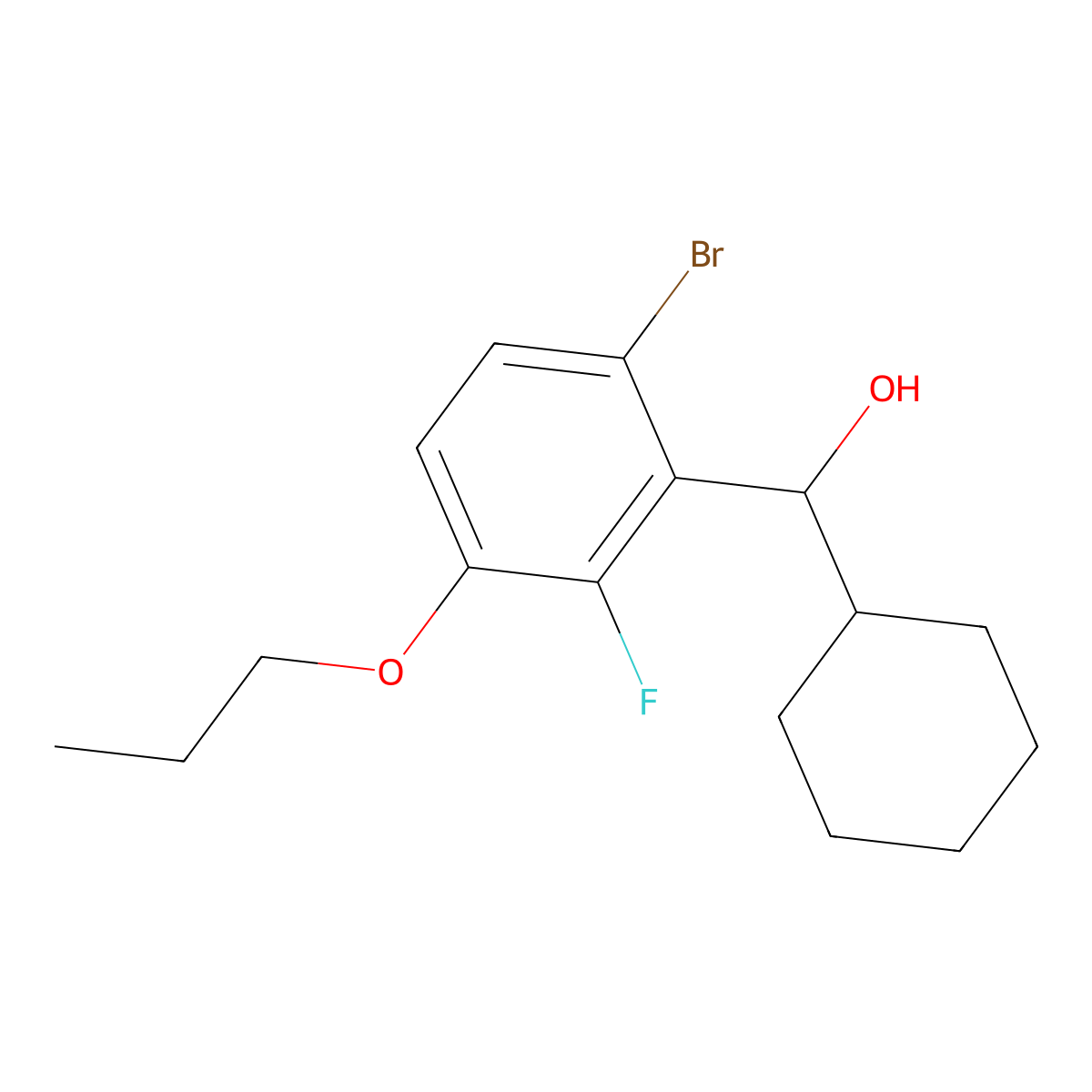(6-Bromo-2-fluoro-3-propoxyphenyl)(cyclohexyl)methanol molecular structure, CAS 2969423-90-1