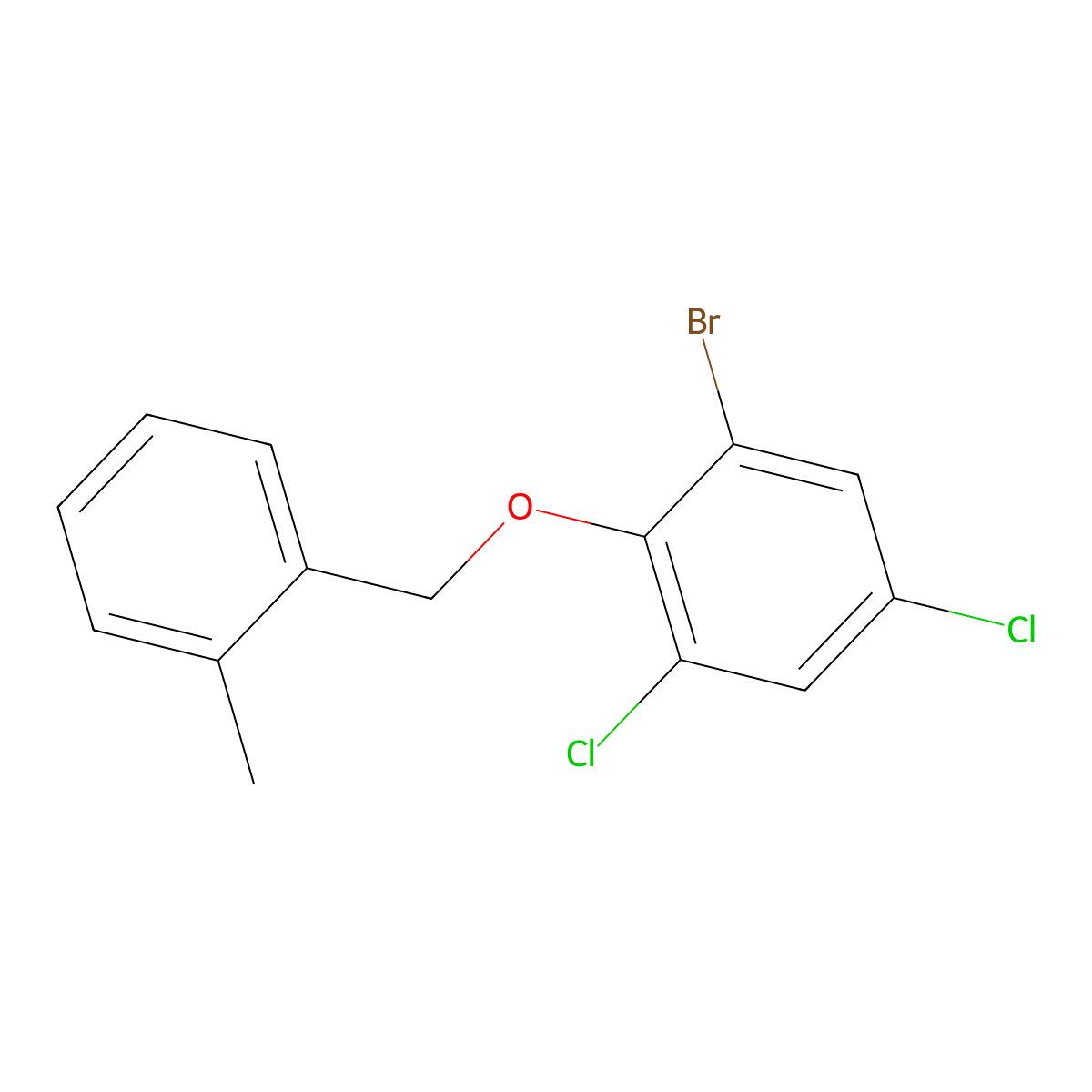 1-Bromo-3,5-dichloro-2-((2-methylbenzyl)oxy)benzene molecular structure, CAS 2969428-00-8