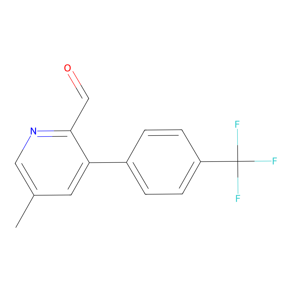 5-Methyl-3-(4-(trifluoromethyl)phenyl)picolinaldehyde molecular structure, CAS 2969428-20-2