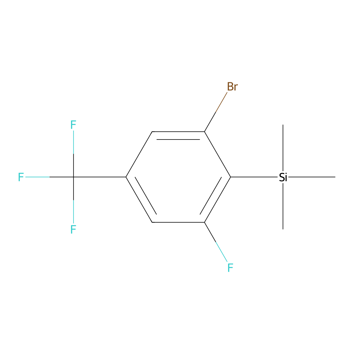 (2-Bromo-6-fluoro-4-(trifluoromethyl)phenyl)trimethylsilane molecular structure, CAS 2969429-09-0