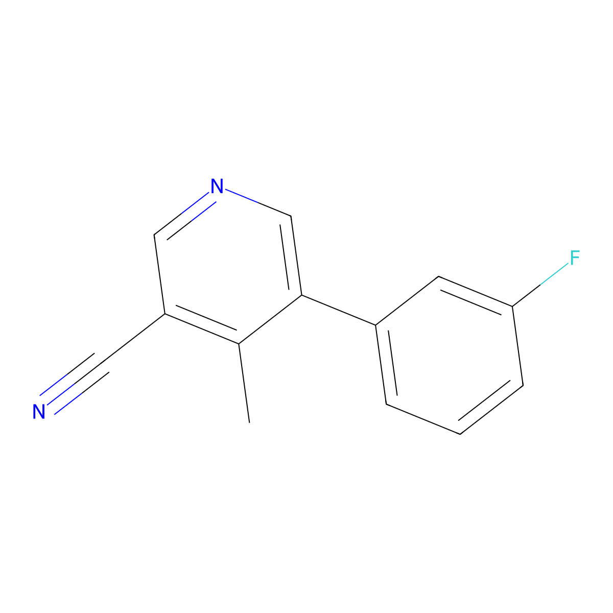 5-(3-Fluorophenyl)-4-methylnicotinonitrile molecular structure, CAS 2969429-26-1