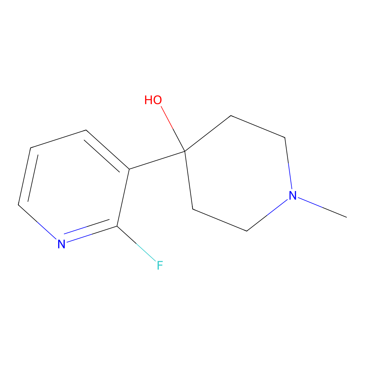 4-(2-Fluoropyridin-3-yl)-1-methylpiperidin-4-ol molecular structure, CAS 2969429-66-9