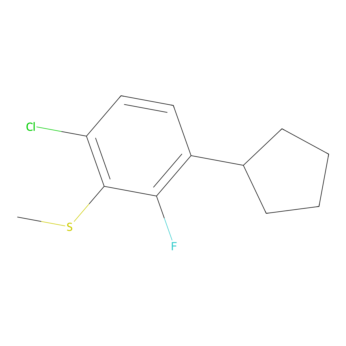 (6-Chloro-3-cyclopentyl-2-fluorophenyl)(methyl)sulfane molecular structure, CAS 2969429-93-2