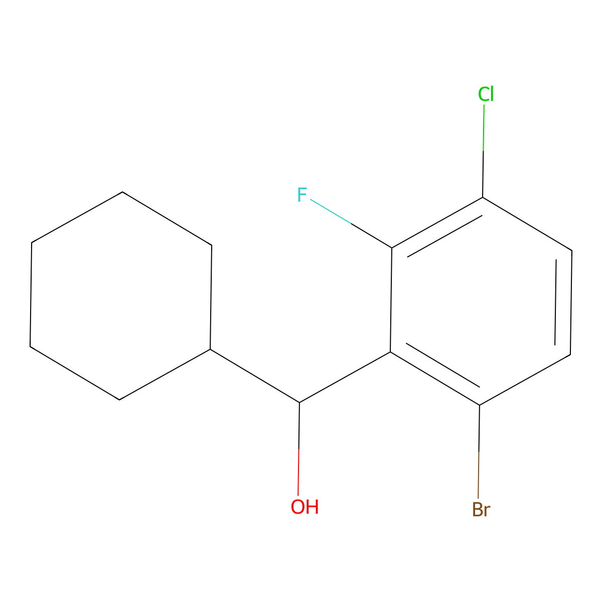 (6-Bromo-3-chloro-2-fluorophenyl)(cyclohexyl)methanol molecular structure, CAS 2969431-70-5