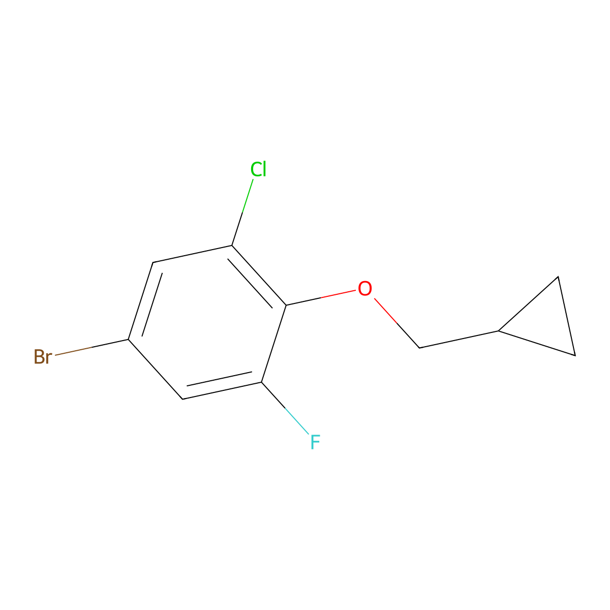 5-Bromo-1-chloro-2-(cyclopropylmethoxy)-3-fluorobenZene molecular structure, CAS 2969432-06-0