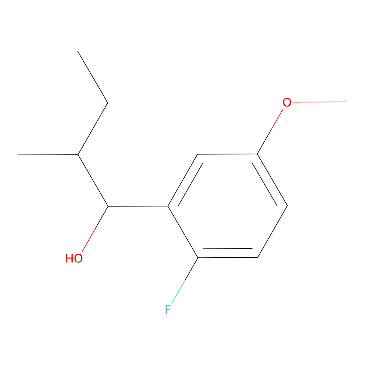 1-(2-Fluoro-5-methoxyphenyl)-2-methylbutan-1-ol molecular structure, CAS 2969432-21-9