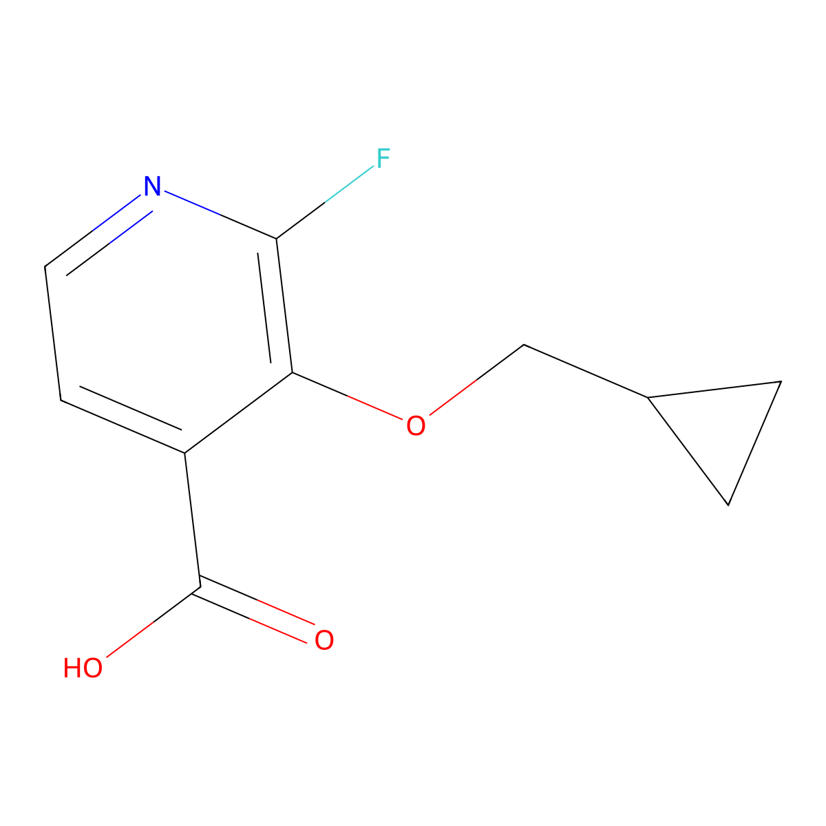 3-(Cyclopropylmethoxy)-2-fluoroisonicotinic acid molecular structure, CAS 2969433-26-7