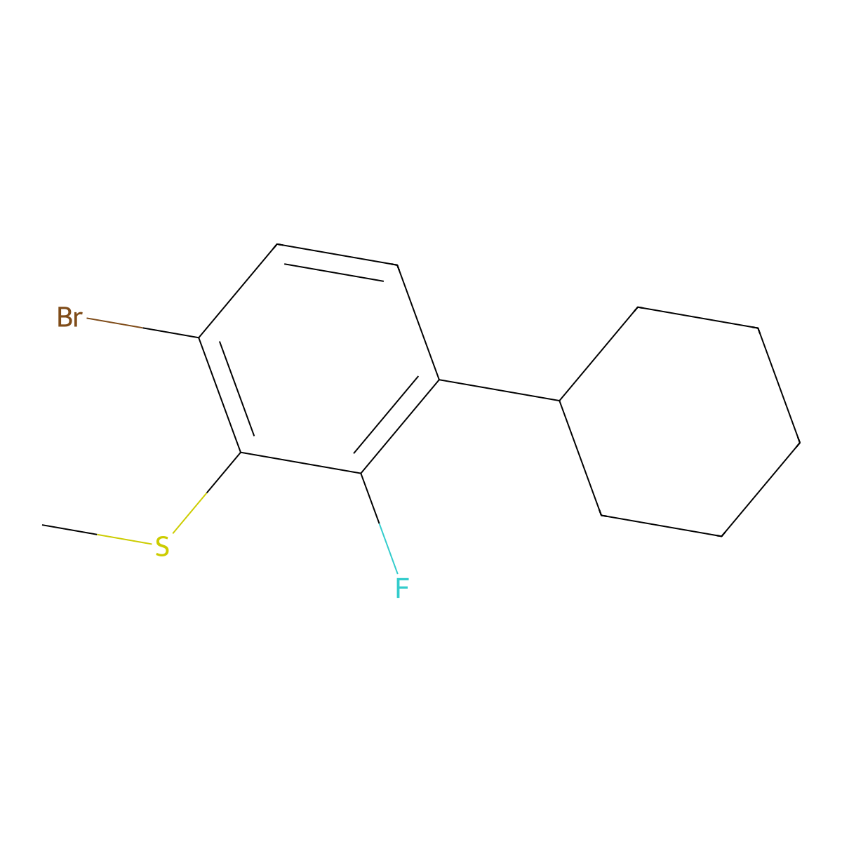 (6-Bromo-3-cyclohexyl-2-fluorophenyl)(methyl)sulfane molecular structure, CAS 2969435-03-6