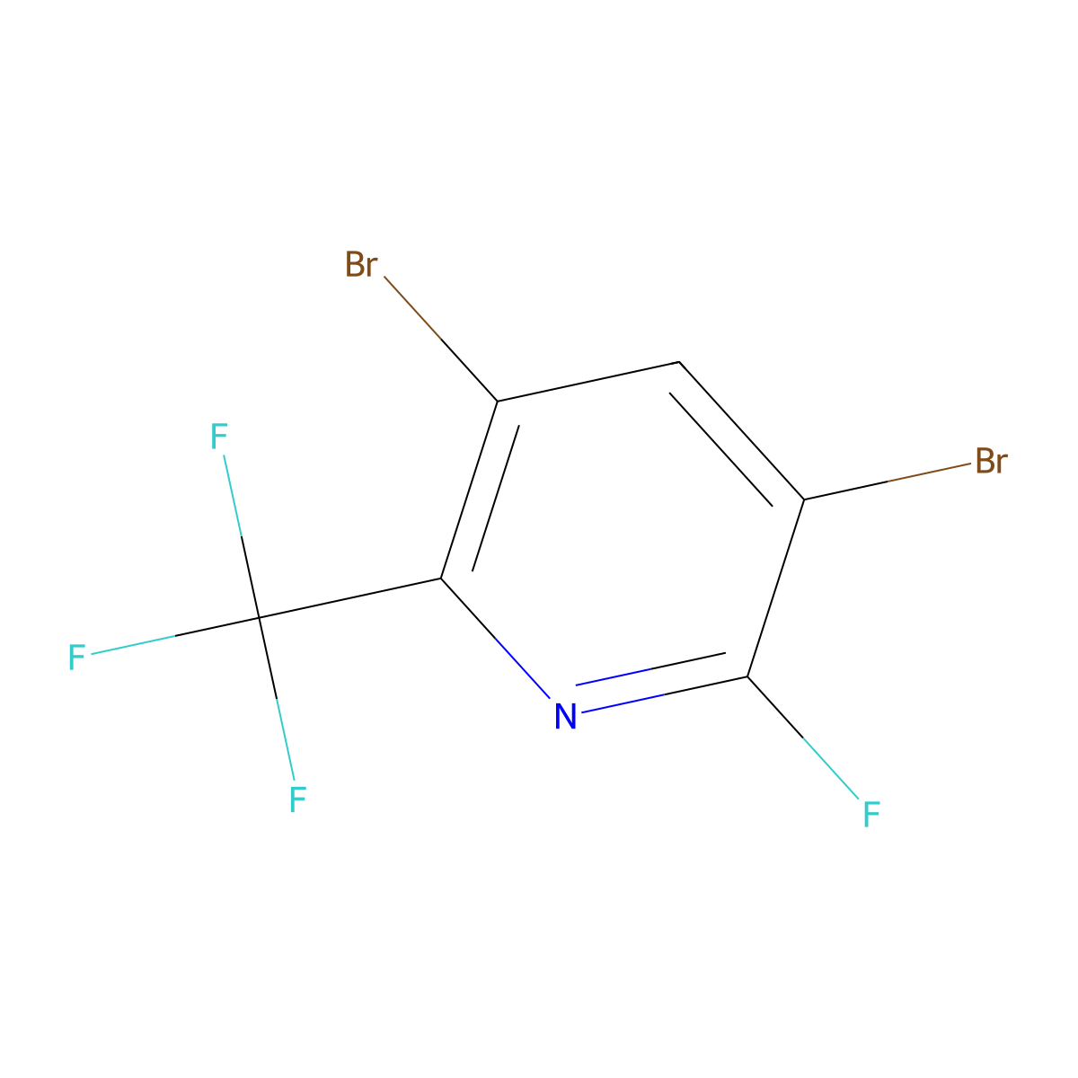 3,5-Dibromo-2-fluoro-6-(trifluoromethyl)pyridine molecular structure, CAS 2969436-09-5