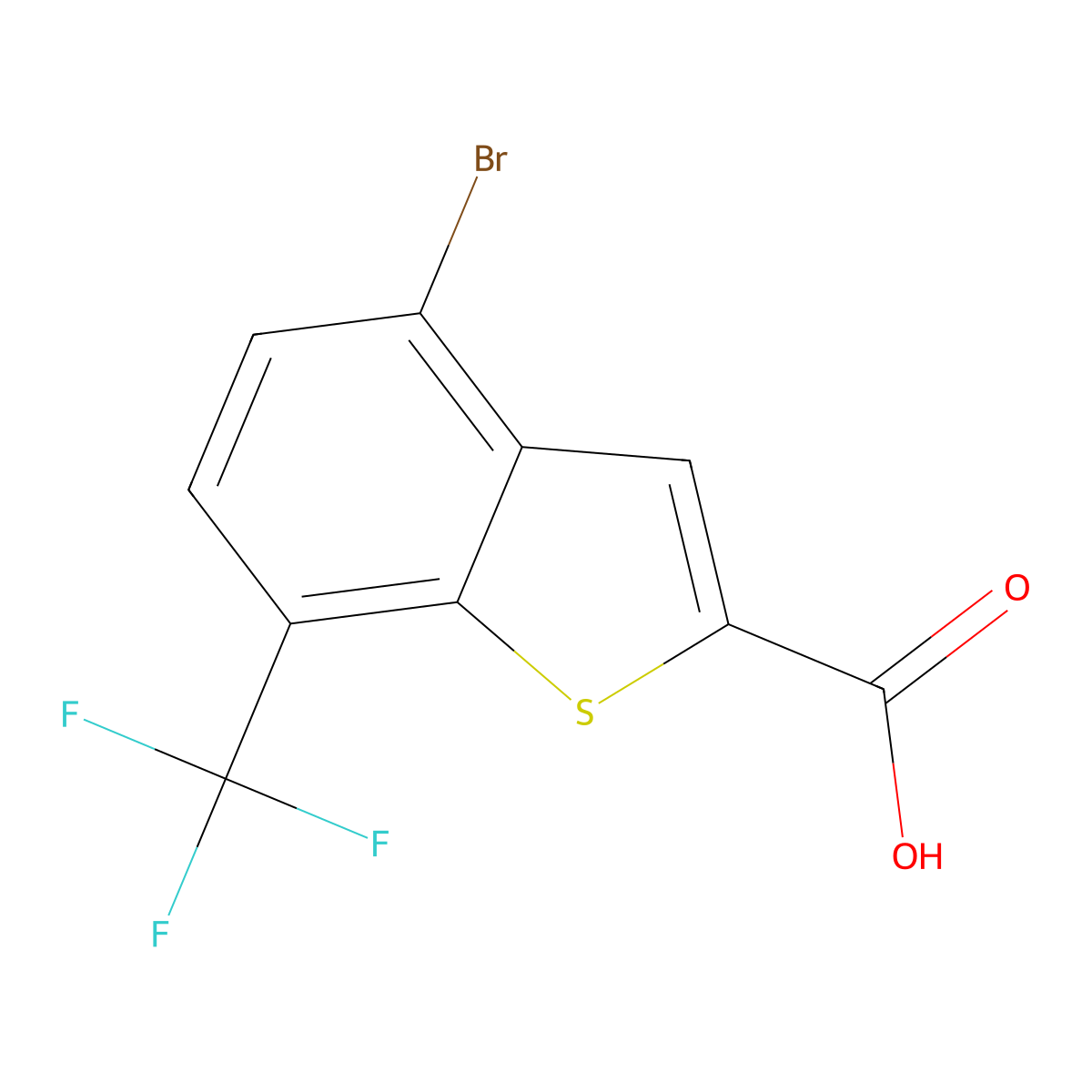 4-Bromo-7-(trifluoromethyl)benzo[b]thiophene-2-carboxylic acid molecular structure, CAS 2969436-43-7