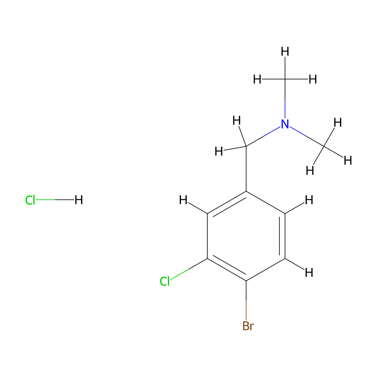 1-(4-Bromo-3-chlorophenyl)-N,N-dimethylmethanamine hydrochloride molecular structure, CAS 2969438-33-1