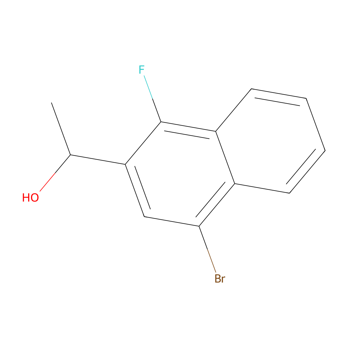 1-(4-Bromo-1-fluoronaphthalen-2-yl)ethanol molecular structure, CAS 2969439-20-9