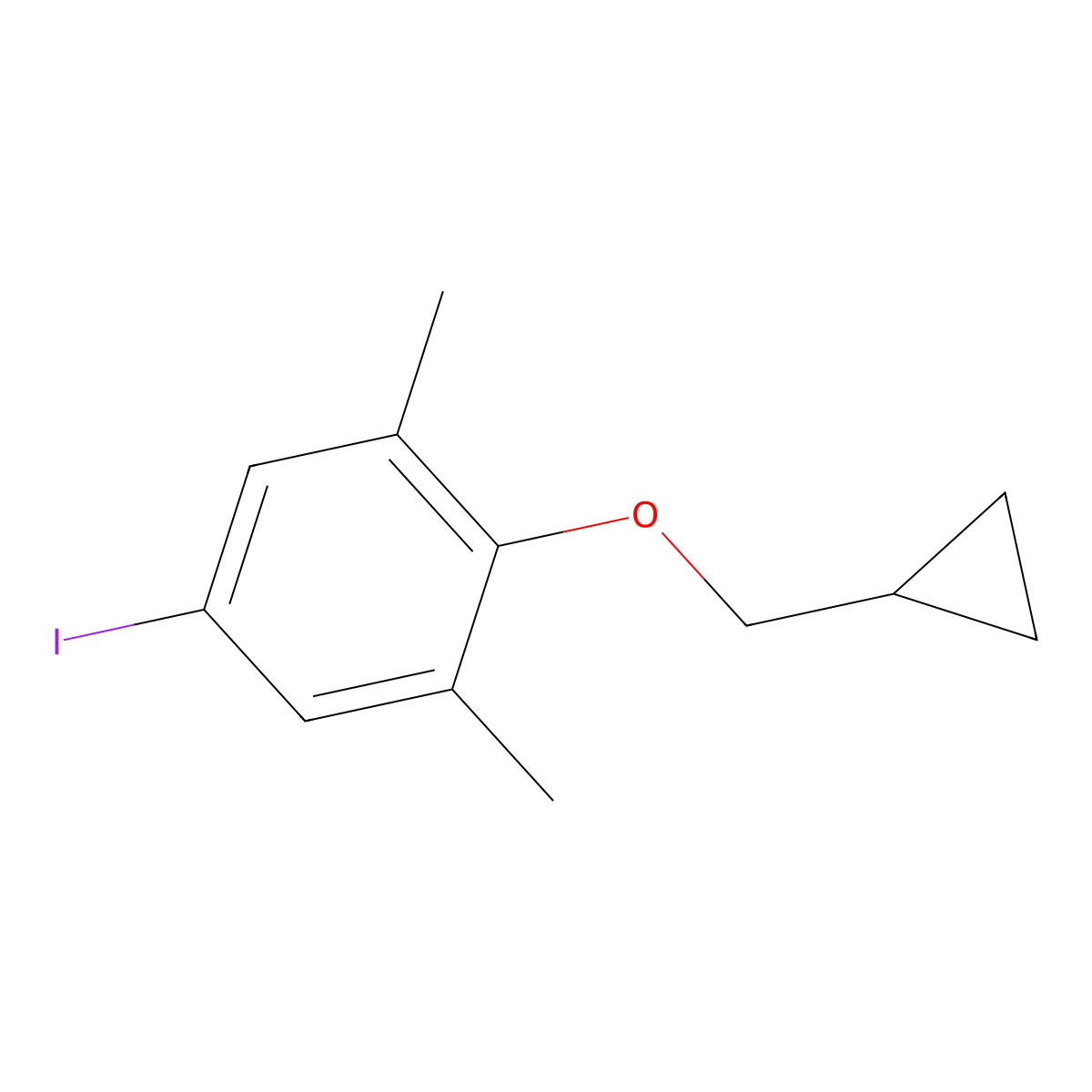 2-(Cyclopropylmethoxy)-5-iodo-1,3-dimethylbenzene molecular structure, CAS 2969439-35-6
