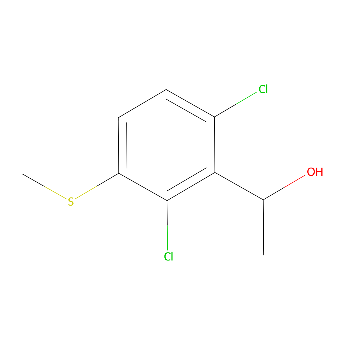 1-(2,6-Dichloro-3-(methylthio)phenyl)ethanol molecular structure, CAS 2969440-59-1