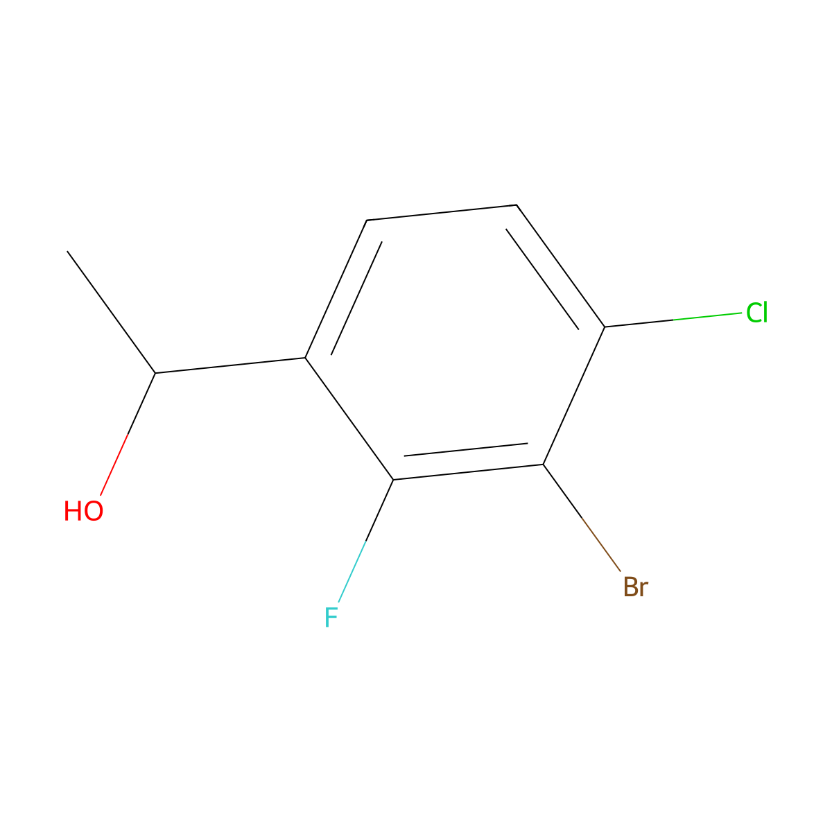 1-(3-Bromo-4-chloro-2-fluorophenyl)ethanol molecular structure, CAS 2969441-97-0