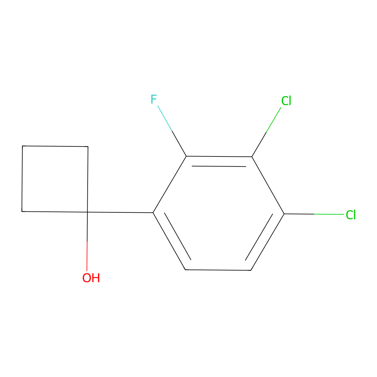 1-(3,4-Dichloro-2-fluorophenyl)cyclobutanol molecular structure, CAS 2969444-27-5