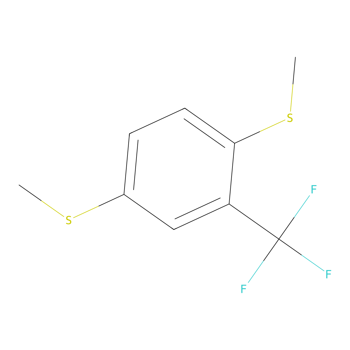 (2-(Trifluoromethyl)-1,4-phenylene)bis(methylsulfane) molecular structure, CAS 2969444-74-2