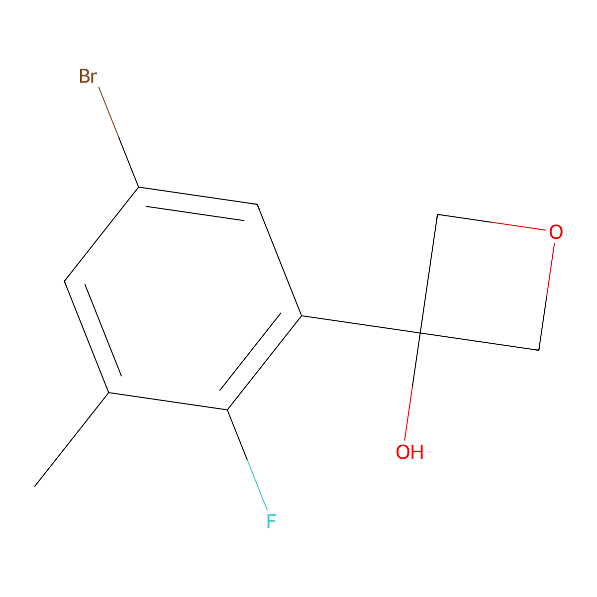 3-(5-Bromo-2-fluoro-3-methylphenyl)oxetan-3-ol molecular structure, CAS 2969444-90-2