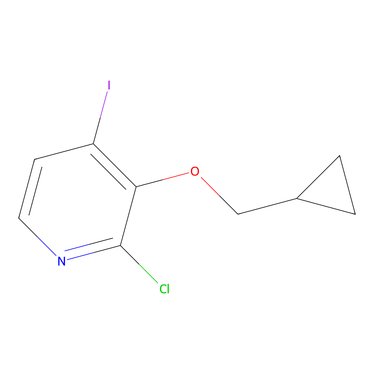 2-Chloro-3-(cyclopropylmethoxy)-4-iodopyridine molecular structure, CAS 2969446-03-3