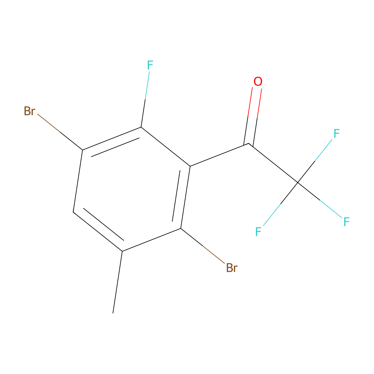 1-(2,5-Dibromo-6-fluoro-3-methylphenyl)-2,2,2-trifluoroethanone molecular structure, CAS 2969448-76-6