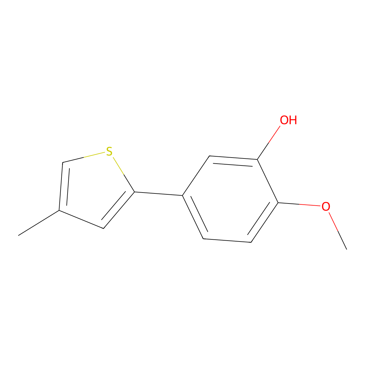2-Methoxy-5-(4-methylthiophen-2-yl)phenol molecular structure, CAS 2969452-49-9