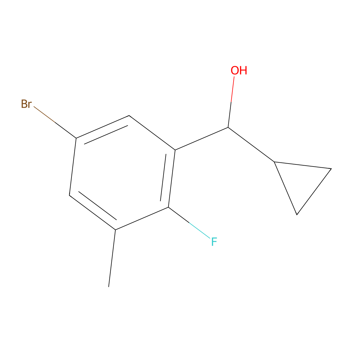 (5-Bromo-2-fluoro-3-methylphenyl)(cyclopropyl)methanol molecular structure, CAS 2969452-90-0