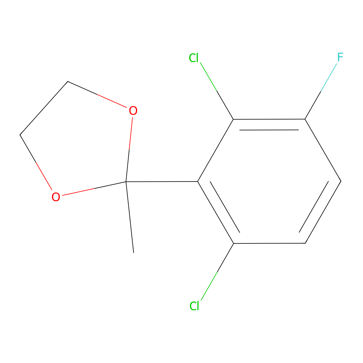 2-(2,6-Dichloro-3-fluorophenyl)-2-methyl-1,3-dioxolane molecular structure, CAS 2969453-94-7