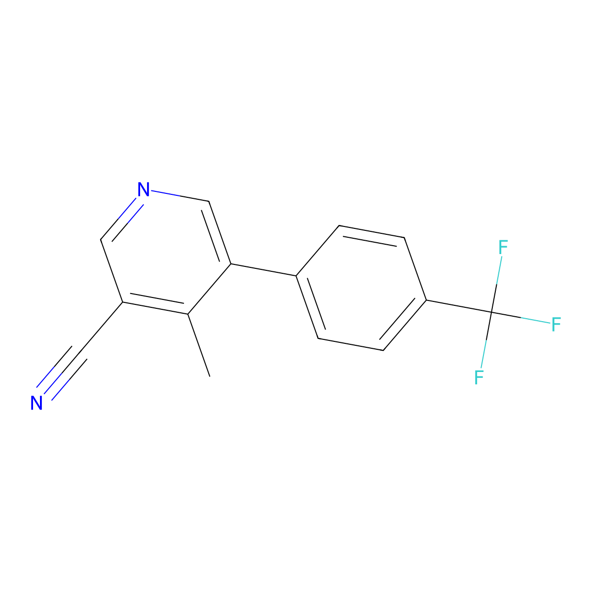 4-Methyl-5-(4-(trifluoromethyl)phenyl)nicotinonitrile molecular structure, CAS 2969454-50-8