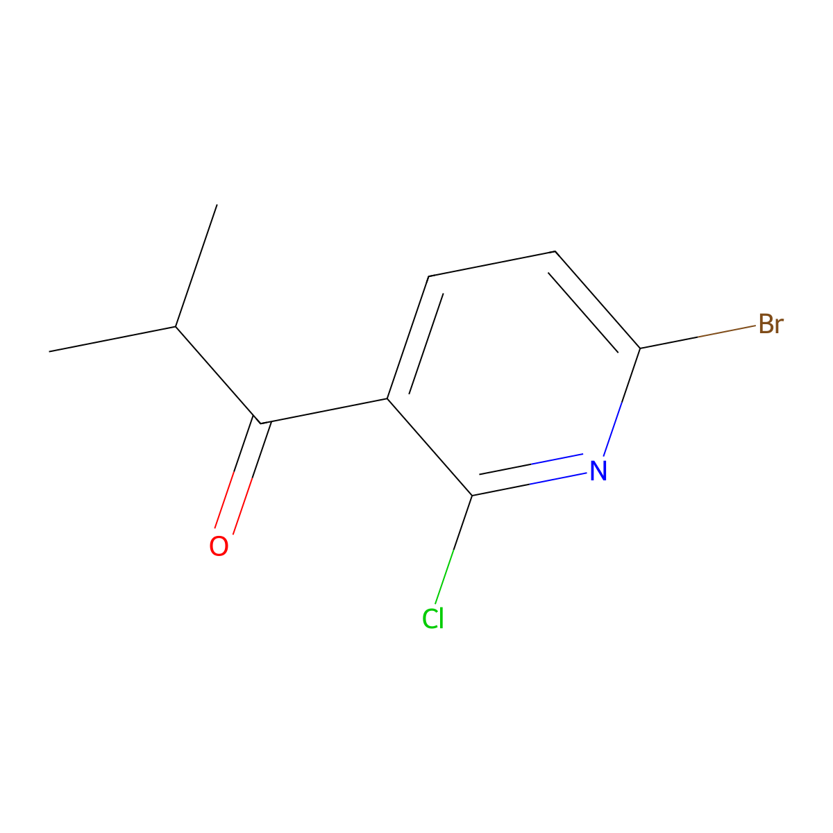 1-(6-Bromo-2-chloropyridin-3-yl)-2-methylpropan-1-one molecular structure, CAS 2969455-22-7