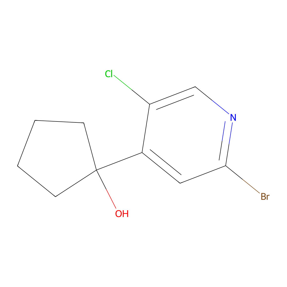 1-(2-Bromo-5-chloropyridin-4-yl)cyclopentanol molecular structure, CAS 2969456-88-8