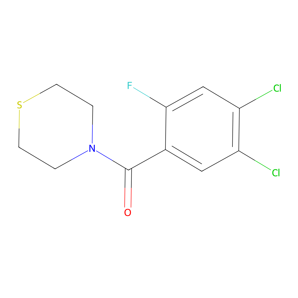(4,5-Dichloro-2-fluorophenyl)(thiomorpholino)methanone molecular structure, CAS 2969458-60-2