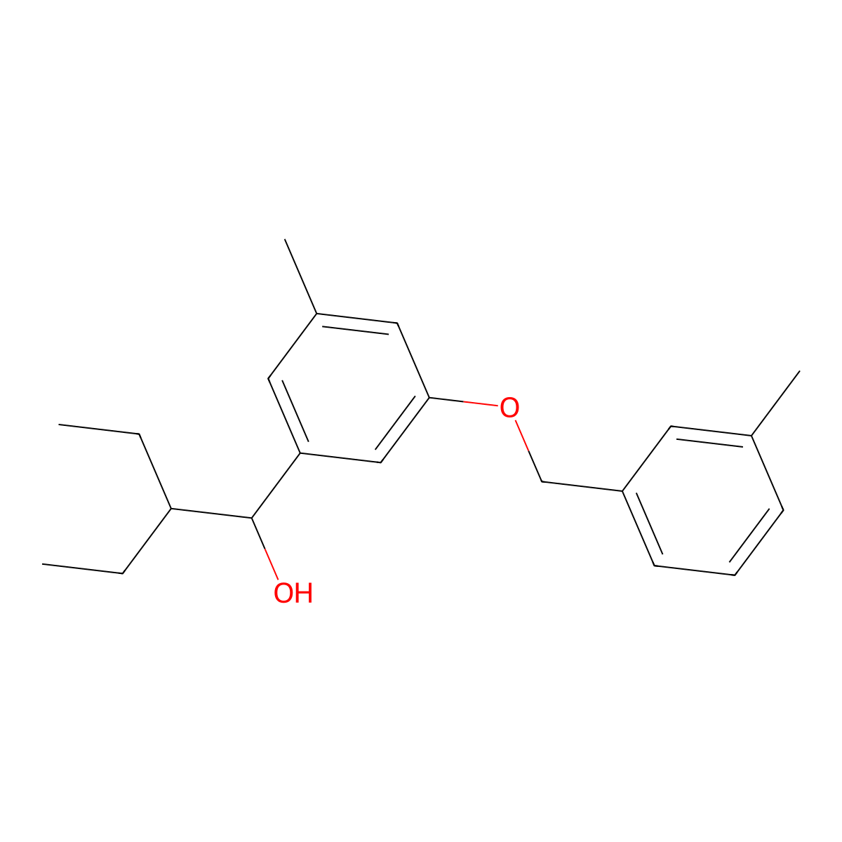 2-Ethyl-1-(3-methyl-5-((3-methylbenZyl)oxy)phenyl)butan-1-ol molecular structure, CAS 2969459-42-3