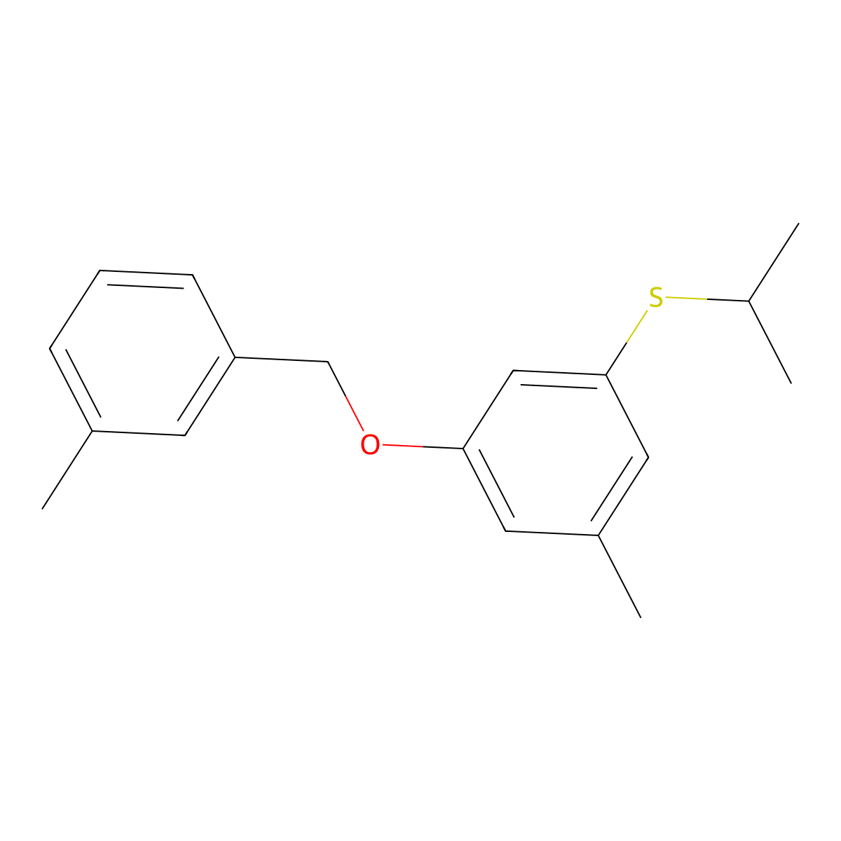 Isopropyl(3-methyl-5-((3-methylbenzyl)oxy)phenyl)sulfane molecular structure, CAS 2969459-54-7