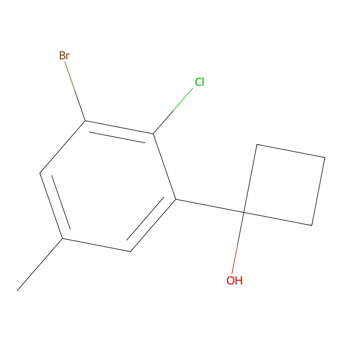 1-(3-Bromo-2-chloro-5-methylphenyl)cyclobutanol molecular structure, CAS 2969459-77-4