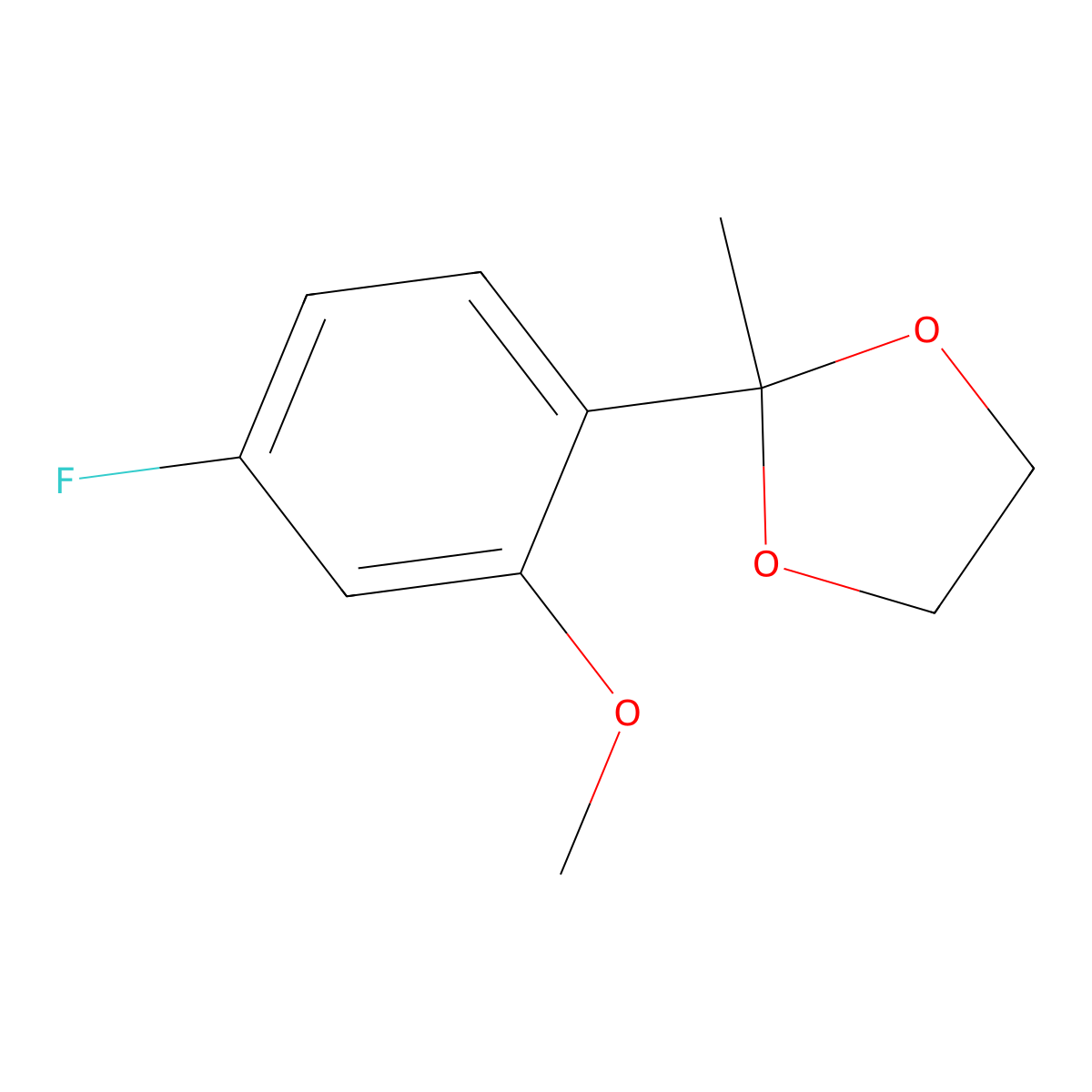 2-(4-Fluoro-2-methoxyphenyl)-2-methyl-1,3-dioxolane molecular structure, CAS 2969463-24-7