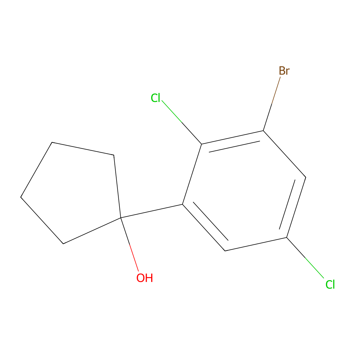 1-(3-Bromo-2,5-dichlorophenyl)cyclopentanol molecular structure, CAS 2969463-70-3