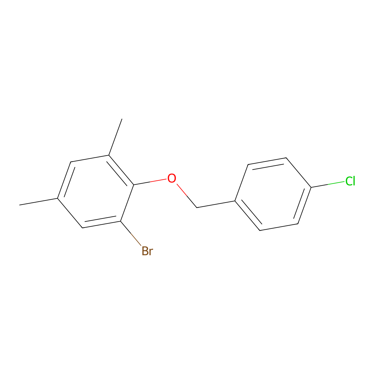 1-Bromo-2-((4-chlorobenzyl)oxy)-3,5-dimethylbenzene molecular structure, CAS 2969464-24-0