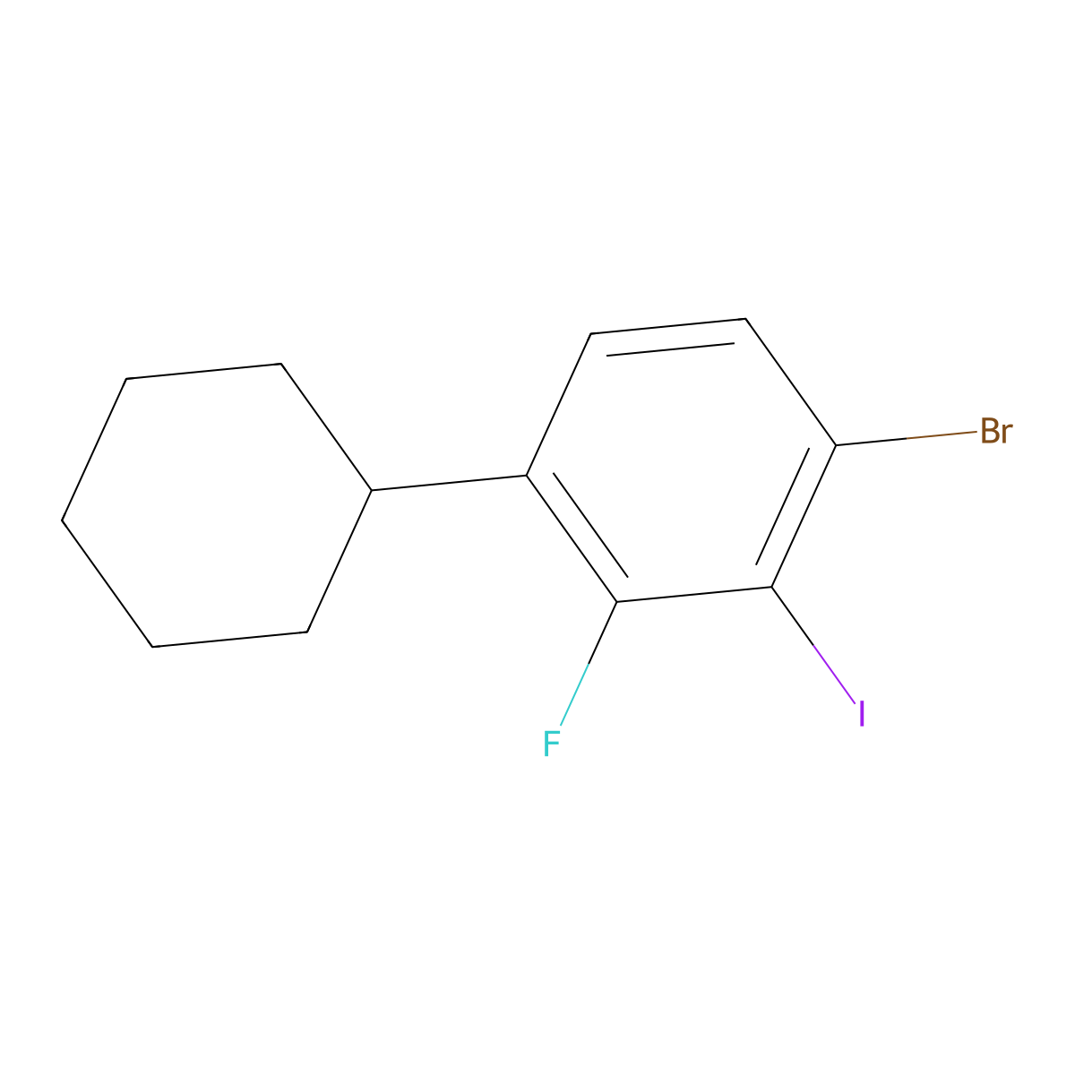 1-Bromo-4-cyclohexyl-3-fluoro-2-iodobenzene molecular structure, CAS 2969465-37-8